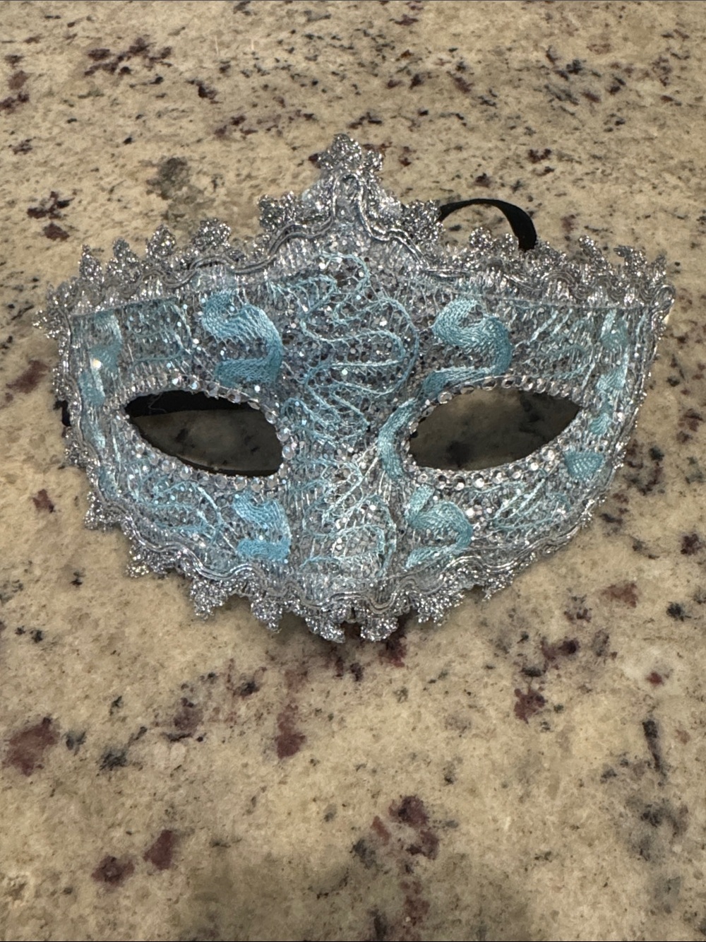 Adult blue/silver Mardi Gras/masquerade or Halloween costume mask